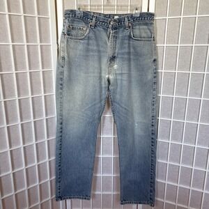 Levi's 505 Blue Jeans‎ 35x30 Light Wash Straight Leg Distressed Work Jeans